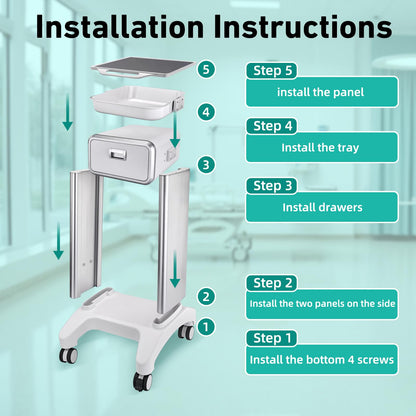 Professional Mobile Medical Trolley with Wheels and Drawers for Home Bedroom Salon Lab Hospital Dental Office Clinic