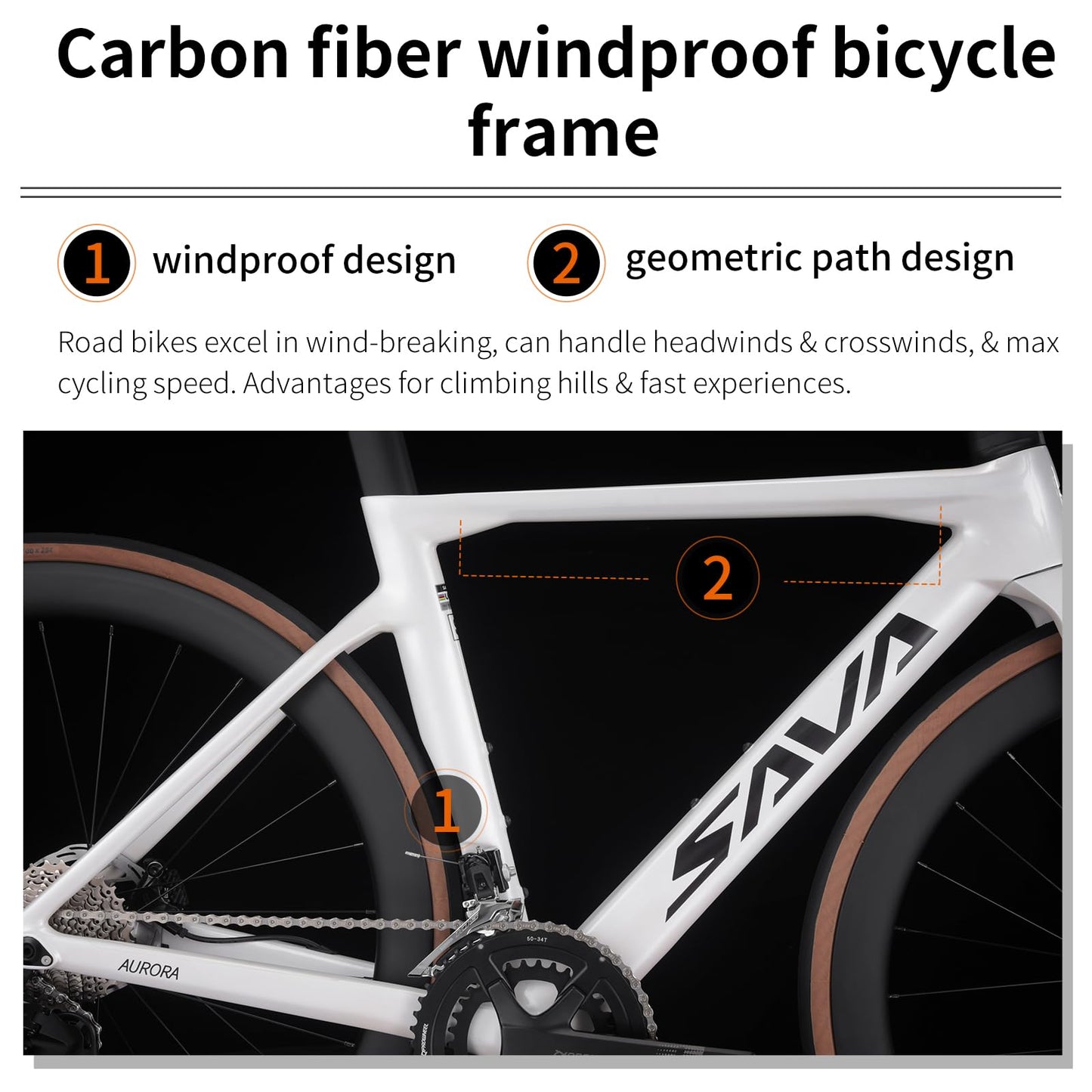 SAVADECK Carbon Fiber Road Bike, Hydraulic Oil Disc Bike with Carbon Fiber Frame and Wheelset, Lightweight Full Carbon Racing Bicycle with Shimano R7120 24S Shift Set for Adults(White,51cm)