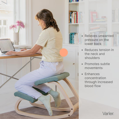 Varier Variable Black/Black Ergonomic Office Kneeling Chair for Desk – Back Pain Relief, Rocking Seat for Home, Study & Posture Support – 10 Year Manufacturer Warranty