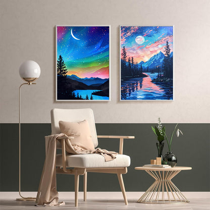 EWJRNSF 5D Diamond Painting Kits for Adults Beginners, Diamond Arts Kits Diamond Art Sets,Gem Painting Arts & Crafts Home Wall Decoration 11.8x15.7 Inches 2 Pack Moonlight