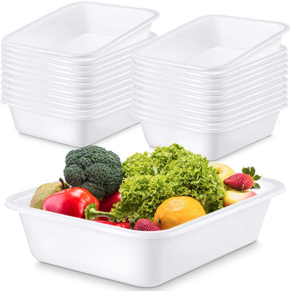 Wesiti 20 Pack 9L Commercial Bus Tubs Plastic Tub Utility Dish Bin Wash Basin Tote Box Meat Lugs Dish Pan Restaurant Supplies for Food Service Storage Butchering Fast Food Organization Kitchen, White