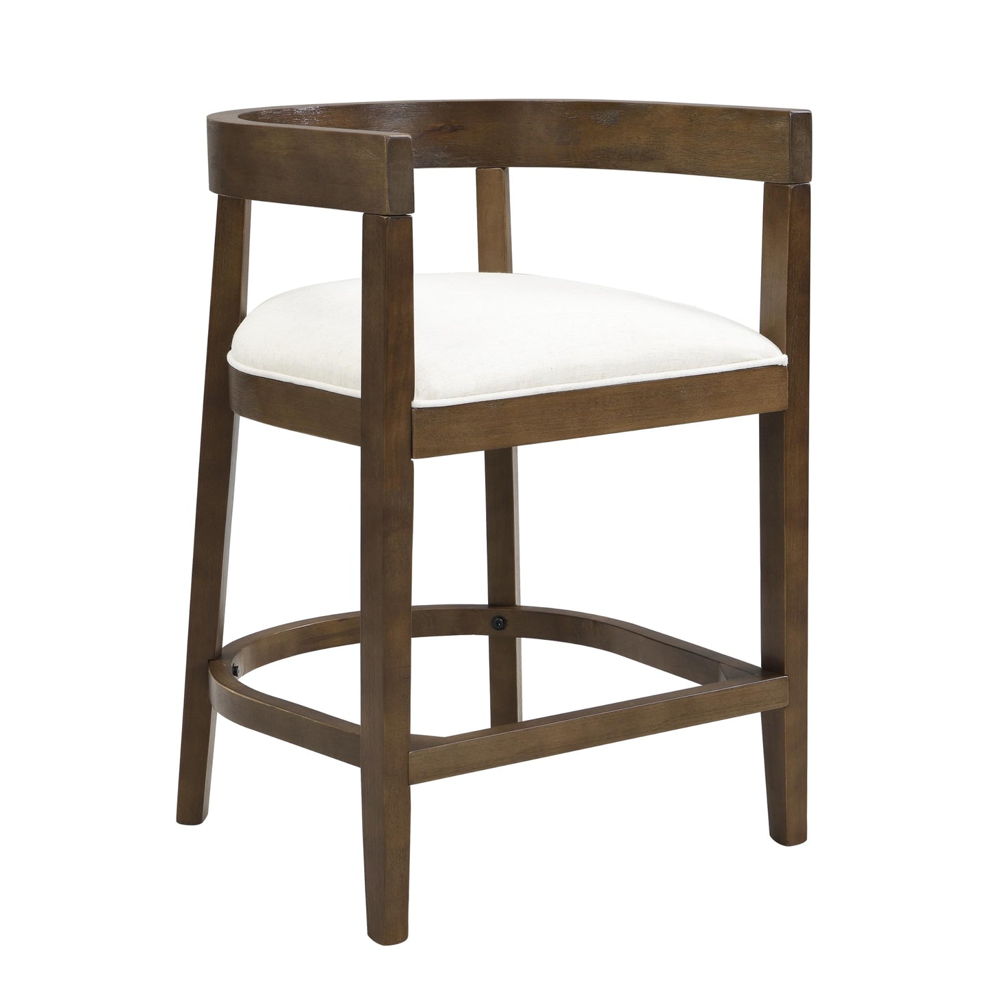 Christopher Knight Home Ebany 25.25" Barstools Set of 2, Rubberwood Counter Stool, Upholstered Seat Bar Chair, Curved Back Barstool, Open Design Stool for Kitchen Dining Island Table, Beige + Walnut