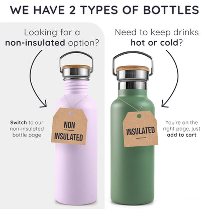 Bambaw 24 oz Metal Water Bottle, Insulated Stainless Steel Water Bottle, Great for Travel, Wide Mouth for Easy Cleaning, Reusable & Durable, Rust-Resistant & Sturdy (Natural Steal)