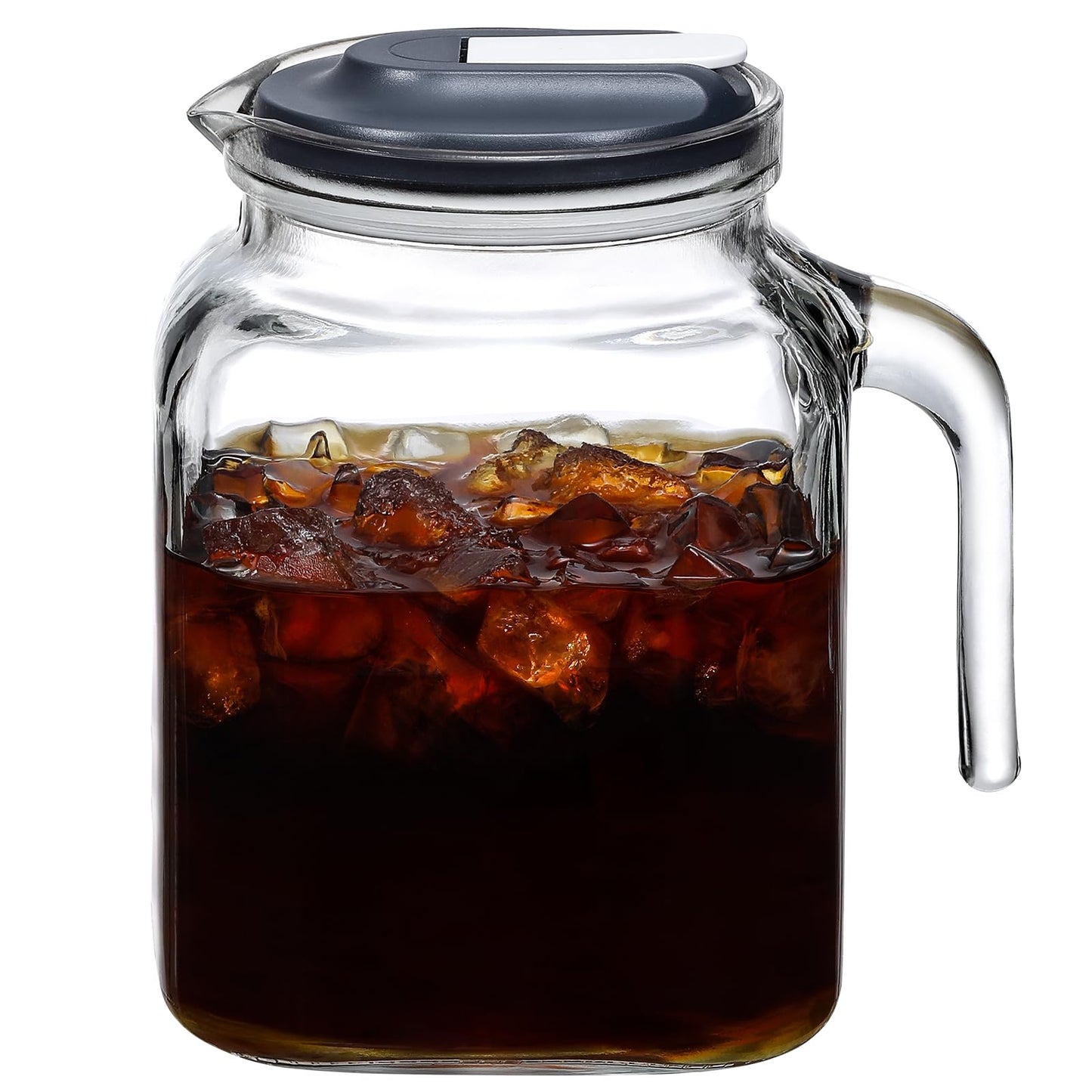 68 Oz Seal Pitcher With Lid and Spout, Large Iced Tea Pitcher for Fridge, Wide Mouth Glass Jar Container for Homemade Juice & Iced Tea, Iced Coffee, and Drinks