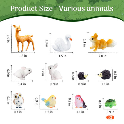 DEERSJUMP 111 Pcs Mini Garden Accessories Decorations Outdoor Kit Resin Mini Figurines Owl Bunny Squirrel and More for Miniature Garden, Yard, DIY Village Decoration