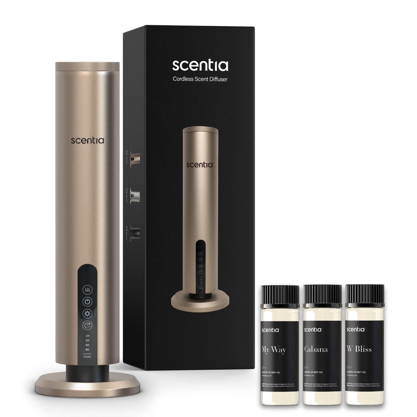 Smart Plug-in Diffuser with App Control | Waterless Cold Air Diffuser | My Way Hotel-Inspired Scent Included | 500 Sq. Ft. Coverage | Mother's Day & Housewarming Gift | Black