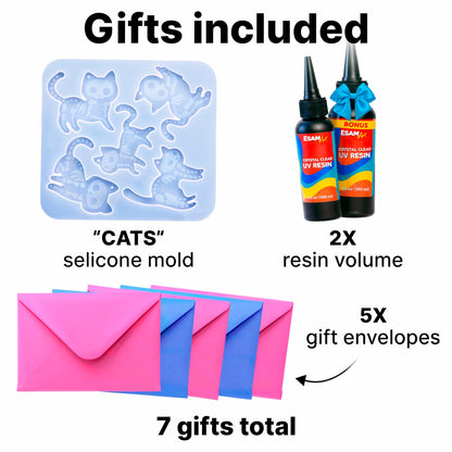 ESAM Group 300 Piece UV Resin Jewelry Making Kit for Kids, Teens & Beginners – Complete Starter Set with UV Lamp, 6 Silicone Molds, 48 Glitter Jars, Pigments, Dried Flowers & Tools