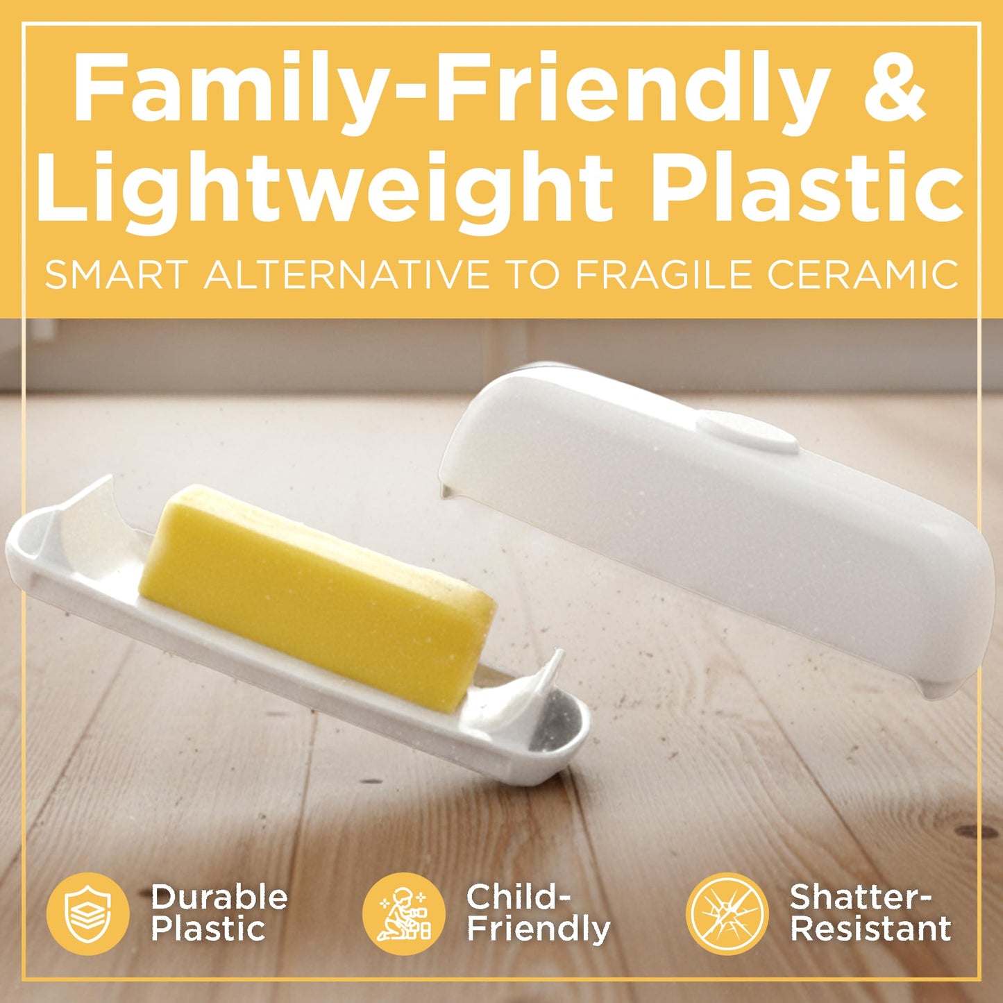 Butter Hub Plastic Butter Dish with Lid and Knife - Mothers Day Gift, Covered Dish Keeper with Magnetic Knife Holder, Easy Scoop, No Mess Lid Container, Dishwasher Safe, BPA-Free - Aqua, US Regular