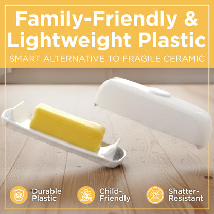 Butter Hub Plastic Butter Dish with Lid and Knife - Mothers Day Gift, Covered Dish Keeper with Magnetic Knife Holder, Easy Scoop, No Mess Lid Container, Dishwasher Safe, BPA-Free - Aqua, US Regular