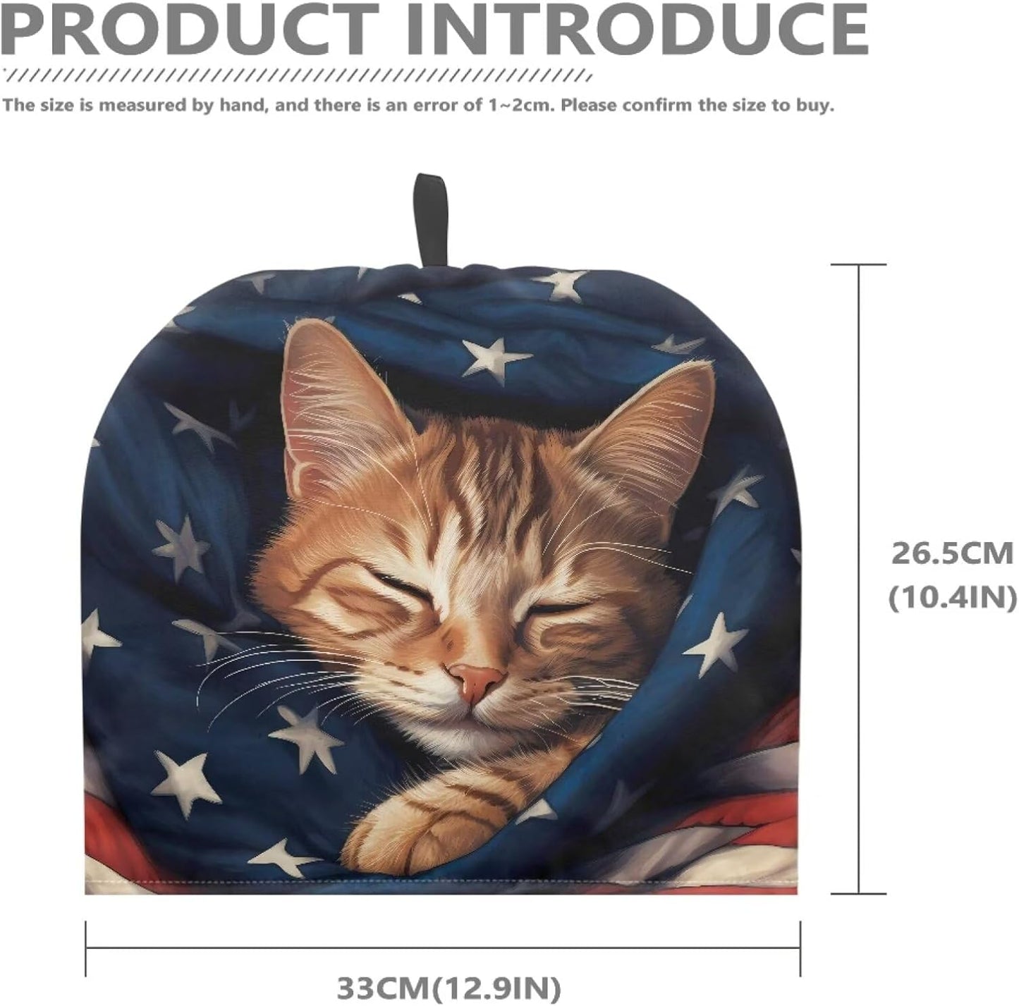 US Flag Sleeping Cat Tea Pot Cover, Tutolip Insulated Dust Proof Tea Kettle Cover for Kitchen Decoration