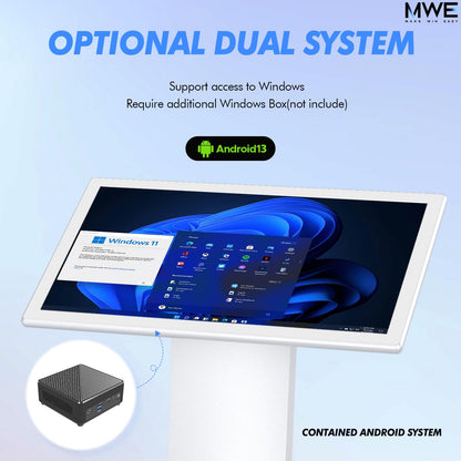 MWE 43 Inch Touch-screen Self Service Kiosk, Floor Standing Digital Signage Display, FHD Information Kiosk, 2 Speakers, Interactive Display for Mall Navigation/Self-Ordering/Advertising/Retail Store