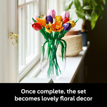LEGO Botanicals Tulip Bouquet Building Set for Adults - Gift for Birthdays - Bedroom, Book Shelf & Office Decor for Women & Men, Ages 18+ - Artificial Flowers Crafting Kit - 11501