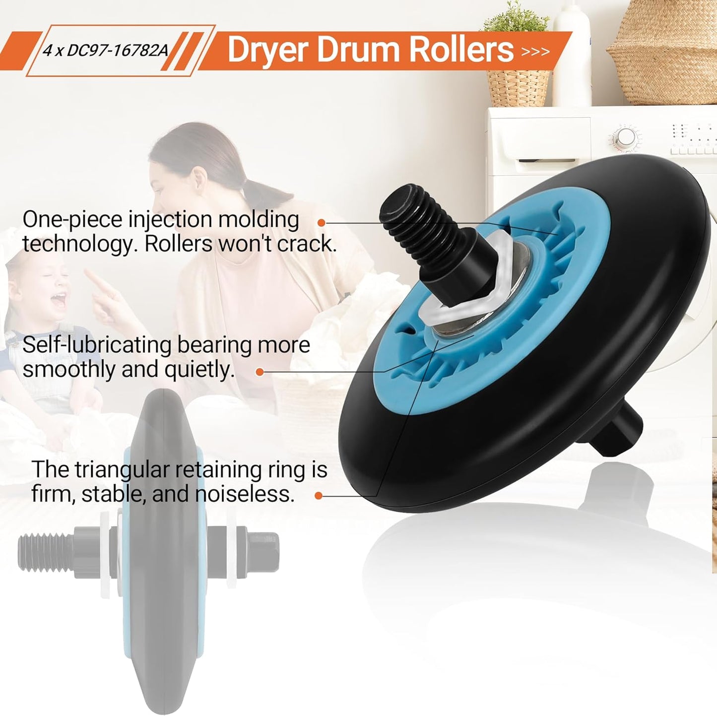 Upgraded Dryer Parts for Sam.sung Dryer, Roller Replacement Kit, Compatible with DV45H7000EW/A2 DV42H5000EW/A3