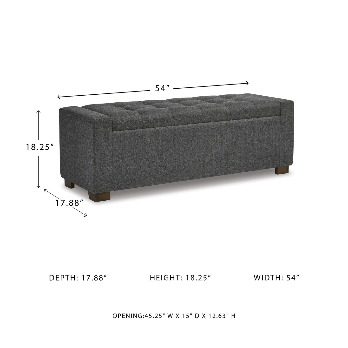Signature Design by Ashley Cortwell Ottoman Tufted Entryway Storage Bench, Charcoal Gray