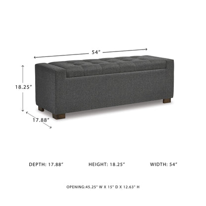 Signature Design by Ashley Cortwell Ottoman Tufted Entryway Storage Bench, Charcoal Gray