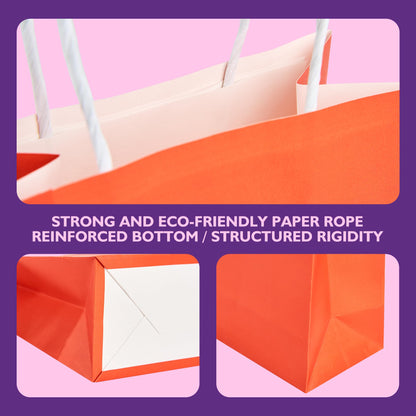 32 Pack Paper Gift Bags with Handles, 5.8"×3.2"×8.25" Party Favor Bags, Small Goodie Bags Bulk for Birthday, Crafts, Wedding, Party Supplies (Halloween Orange)