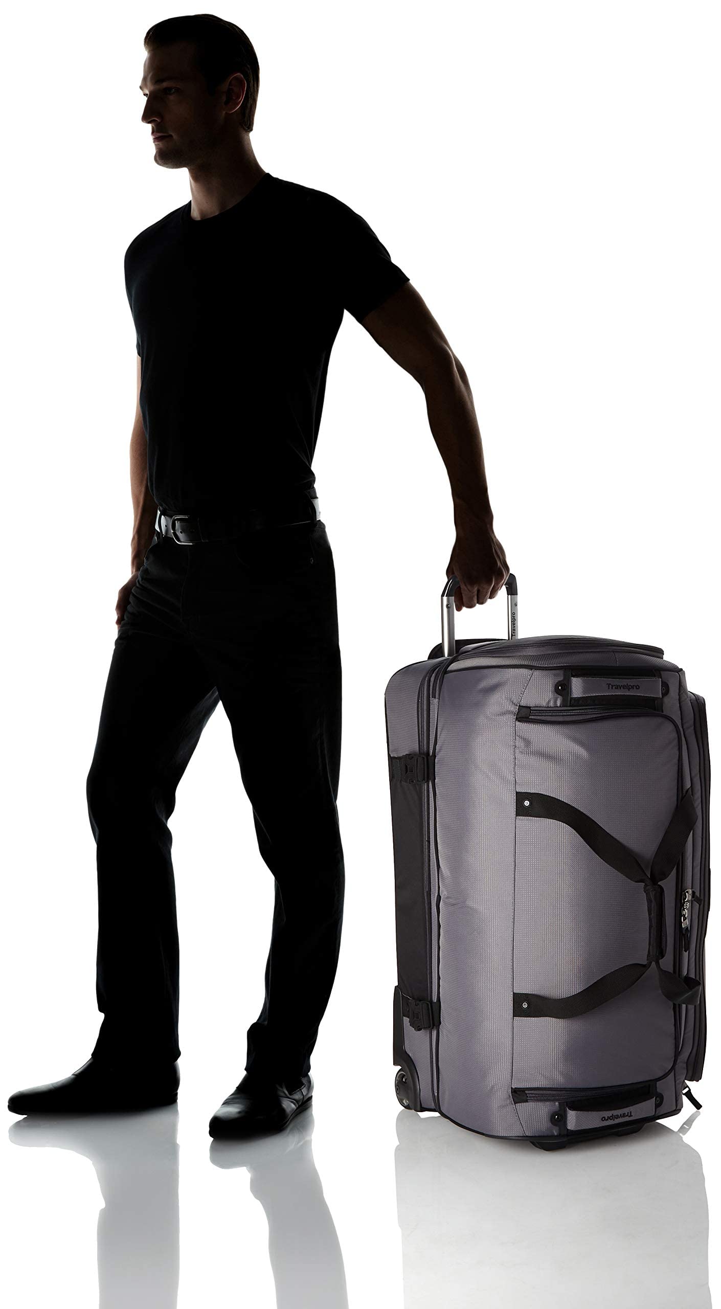 Travelpro Bold Drop Bottom Wheeled Rolling Duffel Bag, Grey/Black, 30-Inch