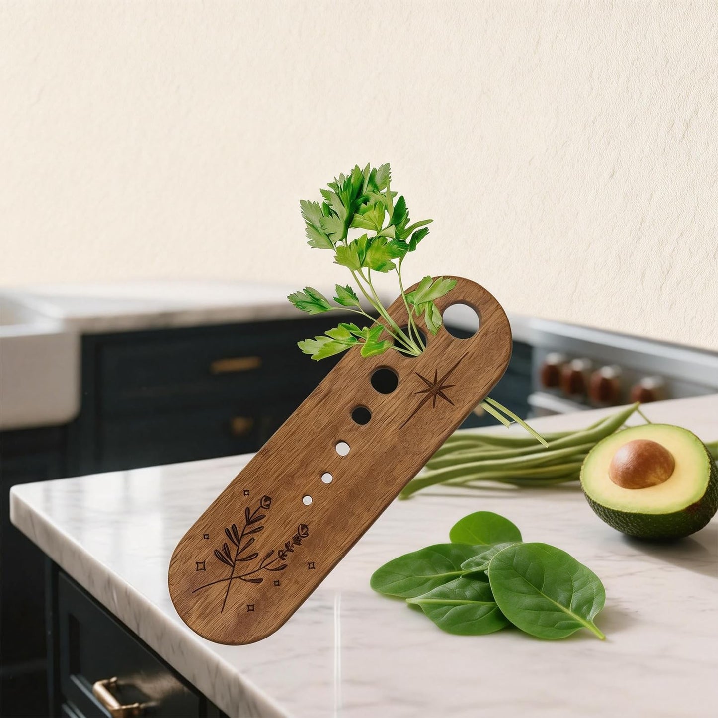 2 Pcs Wooden Herb Stripper, Vegetable Leaf Separator Tool, Functional Kitchen Gadget for Home Cooking and Professional Chefs