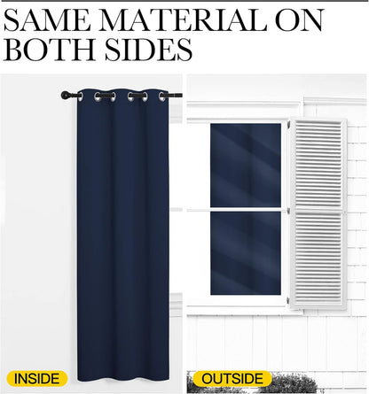 NICETOWN Navy Blackout Curtains - Thermal Insulated Room Darkening Drapes | 55" W x 86" L, Set of 2
