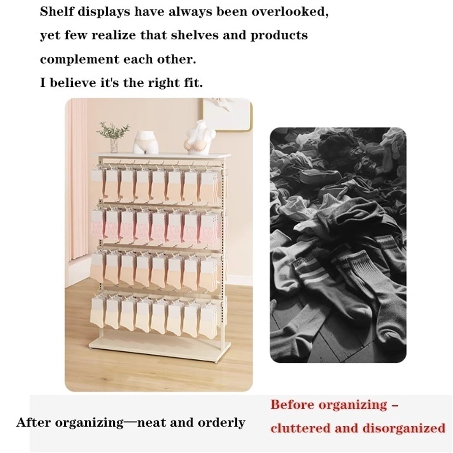 Lingerie Bra Rack with Wheels, Metal, 3 Tier Underwear Display Stand, Anti-Slip, Retail Showshelves, Commercial Clothing Store Shelf, for Shorts, Hats, Sock(Gold,80 * 40 * 130cm)