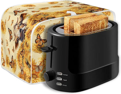 Sunflower Butterfly Printed Toaster Cover, Anti-Dust and Fingerprint, Decorative Kitchen Small Appliance Cover