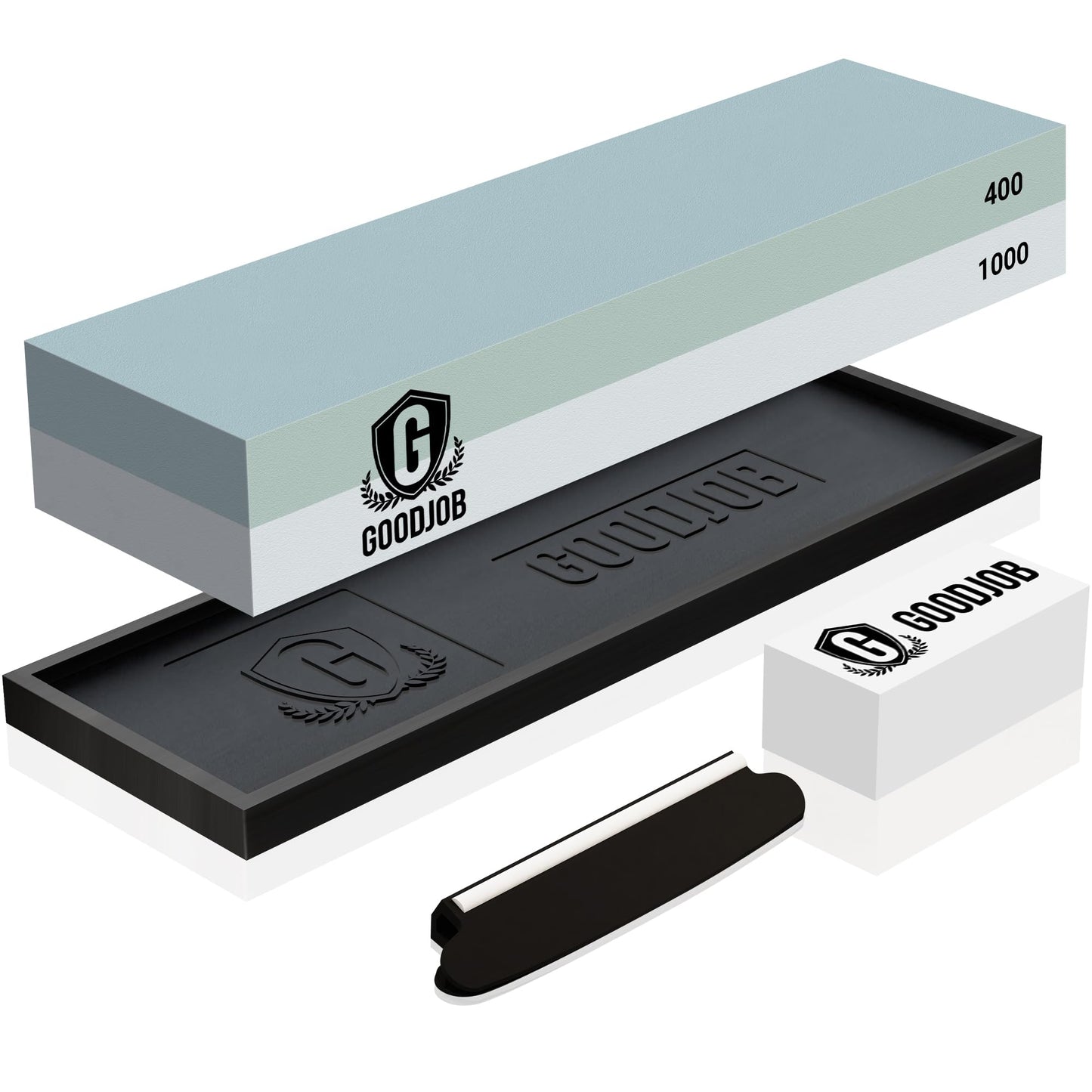 Knife Sharpening Stone Kit - Goodjob Premium Japanese Whetstone Knife Sharpener Stones Set - Dual Grit 400/1000 Water Stones with Non-Slip Silicone Base, Angle Guide, Flattening Stone