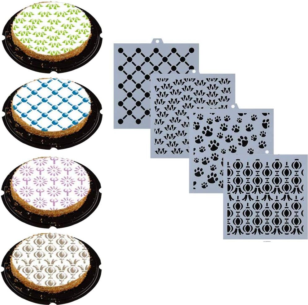 Uspacific 57 Pieces Cookie Stencil Set, Floral Leaf Baking Templates for Cookie, Cupcake, Fondant, Crafts Decor