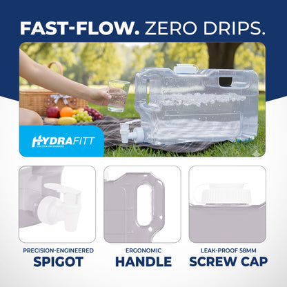 HydraFitt Refrigerator Water Dispenser 1.1 Gallon – Leak-Proof Slim Fridge Water Container with Spigot – BPA-Free Refillable Water Jug (Clear)