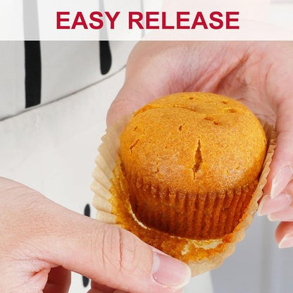 Caperci Cupcake Muffin Liners - 300 Odorless Greaseproof Baking Cups for Parties & Events | Natural