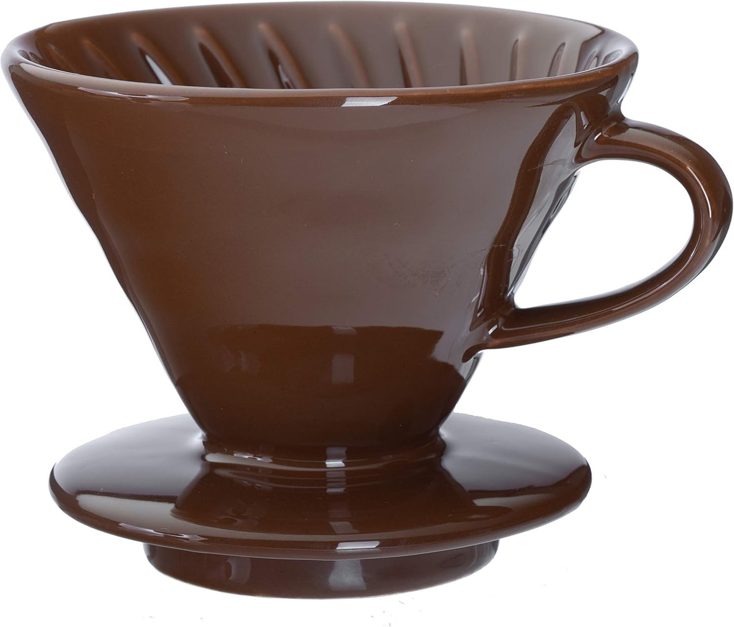 Ceramic Pour Over Coffee Dripper - Slow Brewing Accessories for Home, Cafe, Restaurants - 2 Cup Size, Brown