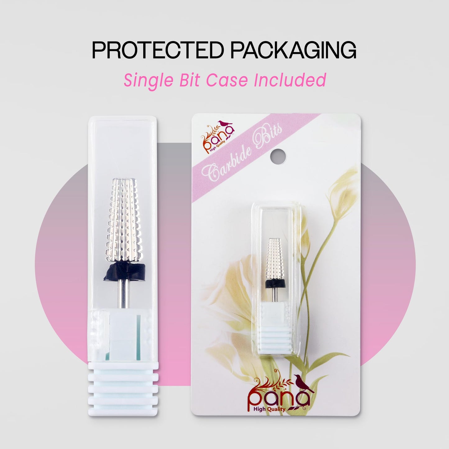 PANA Nail Carbide 5 in 1 Bit - Two Way Rotate use for Both Left and Right Handed - Fast Remove Acrylic or Hard Gel - 3/32" Shank - Manicure, Nail Art, Drill Machine (Fine - F, Silver)