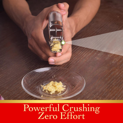 Coolklick Heavy Duty Garlic Press, No Peeling Needed, Stainless Steel Professional Garlic Mincer & Crusher, Dual Lever-Assisted Design with Large Capacity Chamber for Effortless Garlic Crushing.