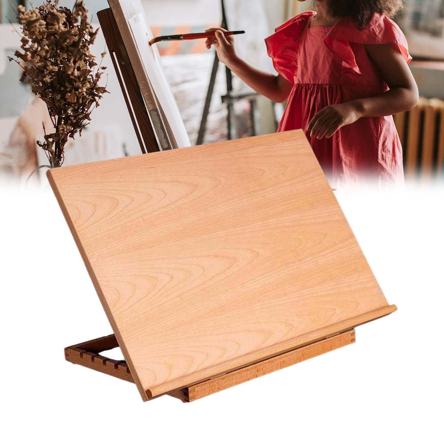 Portable Painting Easel Reading Rack Artist, Support Lightweight Desktop Foldable Wood Retro Style, Holder, Drawing Board for Sketching/1932