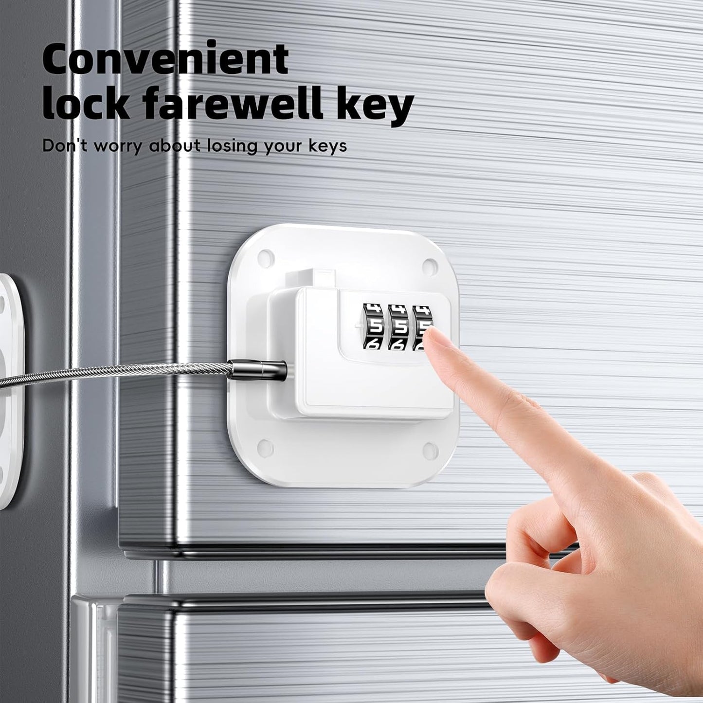 Child Proof Fridge Door Lock with Adhesive, Combination Latch for Kids and Pets, Self Adhesive