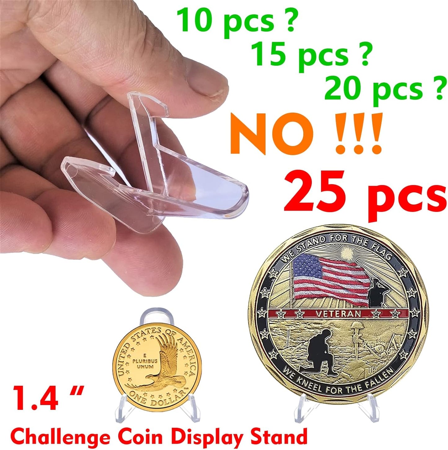 Challenge Coin Display Stand, 25 PCS 1.4" Acrylic Stands for Coins, Trading Cards, Medals, Home Decoration