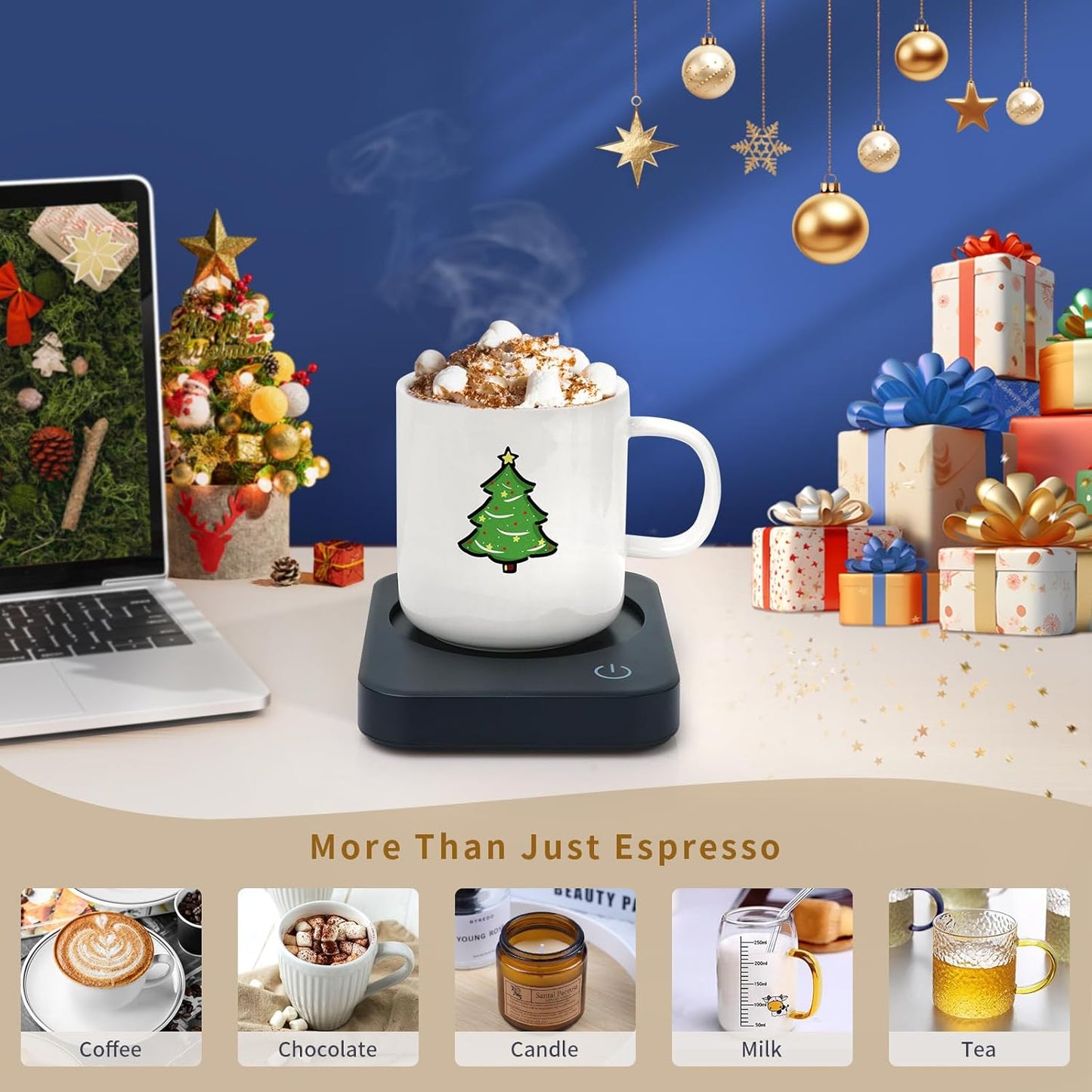 Anbanglin Coffee Mug Warmer, Smart Cup Warmer for Desk, Electric Warmer for Heating Candle, Milk, Tea, Dark Blue-No Cup