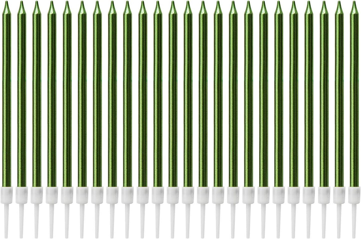 Luter Long Green Birthday Candles - Metallic Candle with Holder for Wedding Party Decoration (24 Pieces)