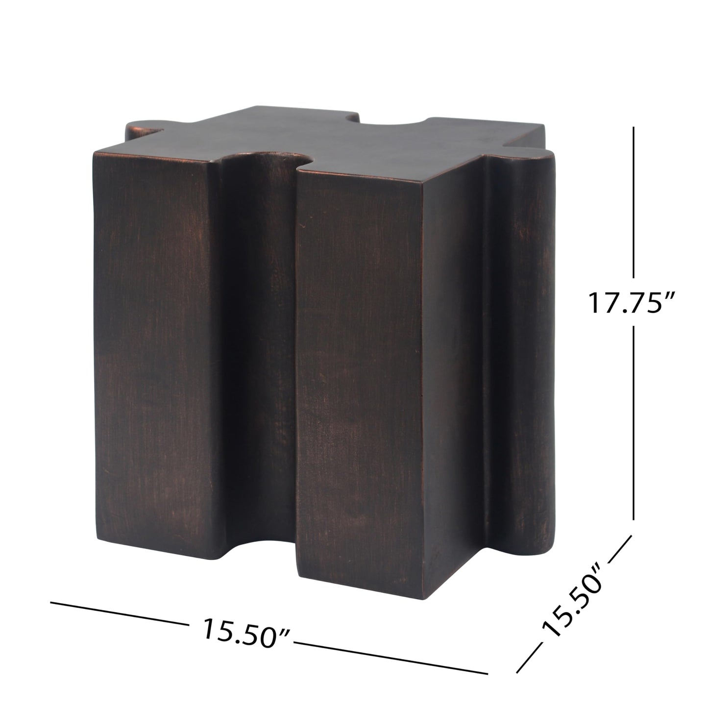 Christopher Knight Home Daton 3 Piece Interlocking Outdoor Side Table Set, Modular Lightweight Concrete Coffee Table, Convertible MGO End Table for Indoor&Outdoor, Design for Creative Set Up, Copper