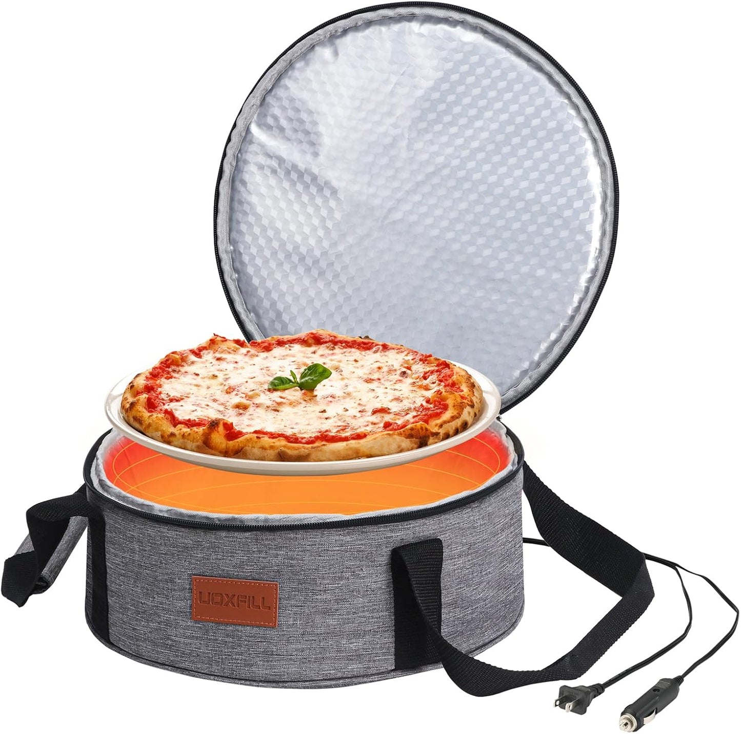 12V/24V/110V, Round Food Warmer Electric Casserole Carrier - Large Heated Lunch Bag for Car Truck, Thermos for hot food