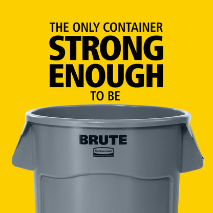 Rubbermaid Commercial Products BRUTE Heavy-Duty Round Trash/Garbage Can, 10-Gallon, Yellow, Outdoor Waste Container for Landscapers/Construction/Restaurants/Back of House/Offices/Warehouses