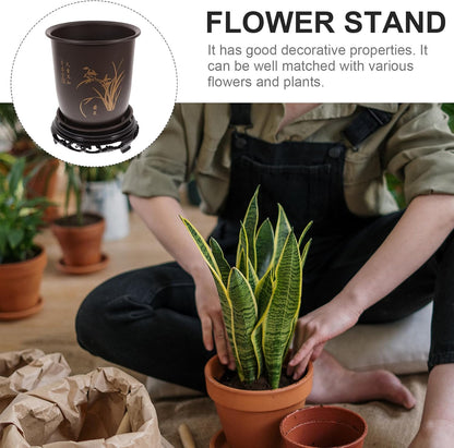 26x20cm GANAZONO Plastic Vintage Chinese Style Planter Flowerpot with Display Stand Succulent Pots Cactus Bonsai
