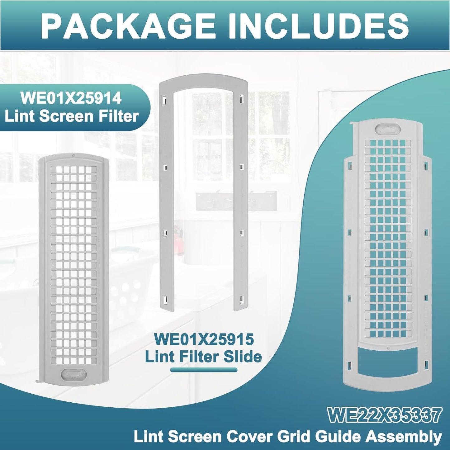 WE22X35337 Washer Dryer Lint Screen Filter by Cenipar, Compatible Replacement for G-E Washer Dryer Models