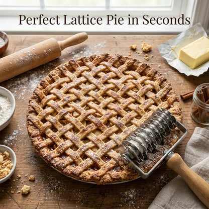 Lattice Pastry Cutter, Professional Lattice Roller for Pie & Beef Wellington, Sharp Multi-Blade Dough Cutter for Even Decorative Crusts, Easy-Clean Baking Gift for Home Bakers