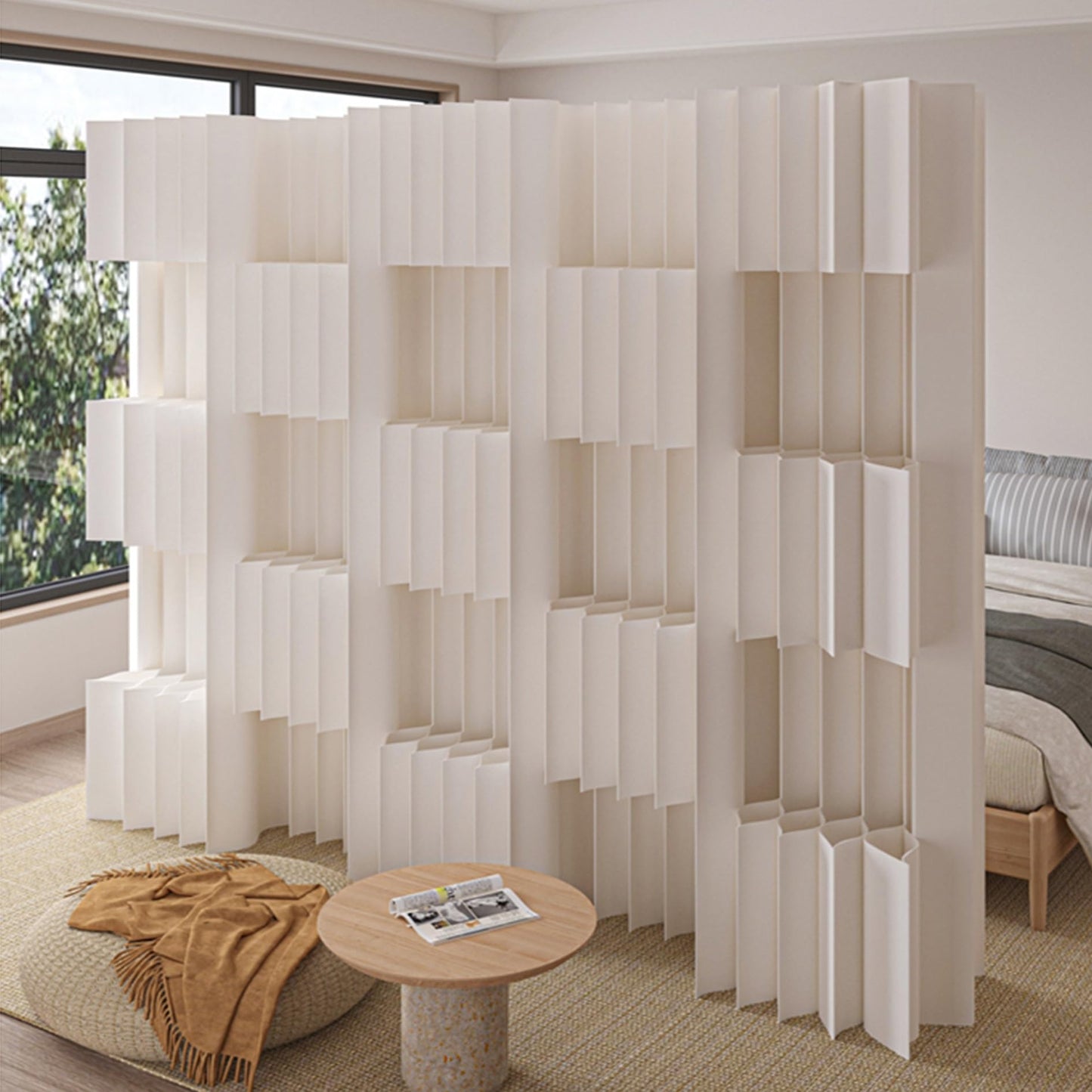 Folding Paper Room Divider, Portable Retractable Partition for Office, Room, Store Use, Lightweight and Easy to Setup, Ideal for Creating Space with Privacy