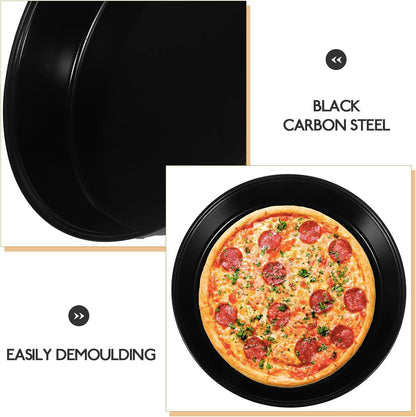 Homoyoyo 8 Inch Non-Stick Round Cake Pan, Black Carbon Steel Pizza Pan for Baking