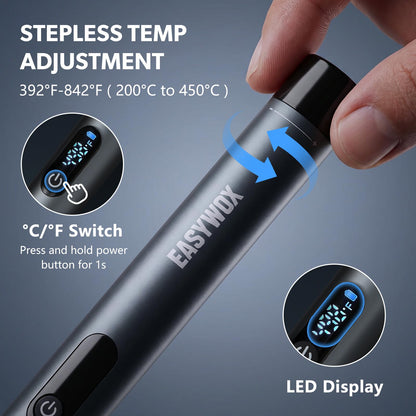 Manual Wire Stripping Machine & Cordless Soldering Iron Kit, Drill Powered Wire Stripper with 6 Channels 5 Blades for Scrap Copper Recycling, Rechargeable Soldering Pen 7S Fast Heating with LED Light