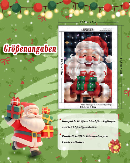 forever young Minigem Christmas Diamond Art Kits for Adults, 6 Pcs Christmas Canvas Resin Square Drill Diamond Painting for Beginners, 2-Hour Small Diamond Painting Kits for Adults (5x7 Inch)