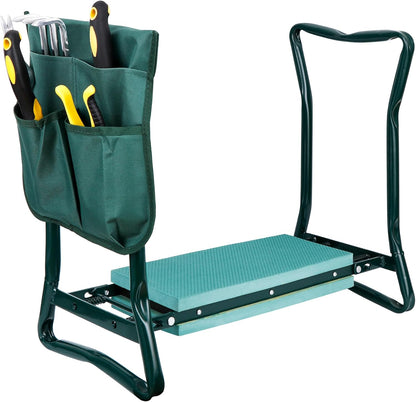Pouch,1 Set HomGarden Upgraded Folding Garden Kneeler Seat Bench Stool w/Thicken & Widen Soft Kneeling Pad, Portable