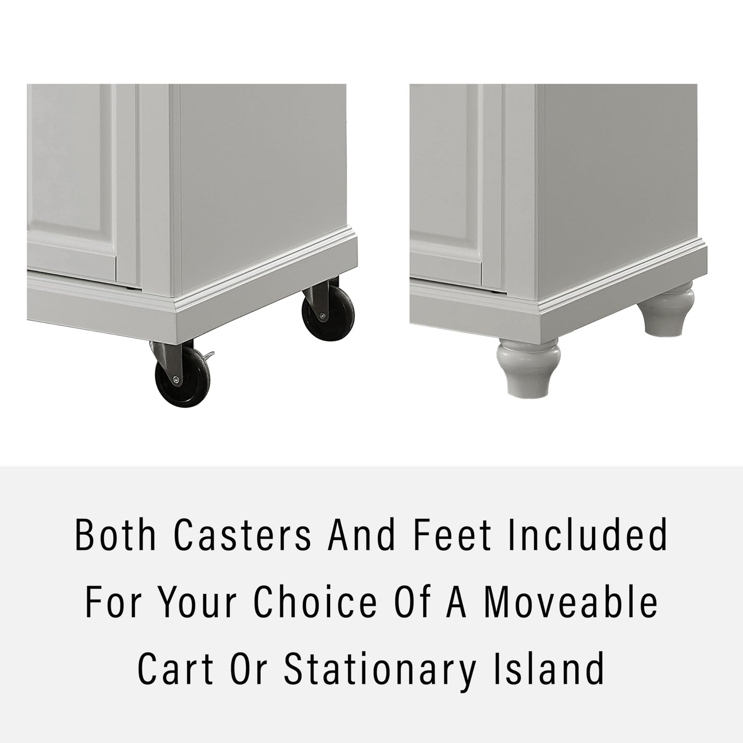 Crosley Furniture Cambridge Granite Top Small Portable Rolling Kitchen Island Storage Cart, Microwave Stand, White