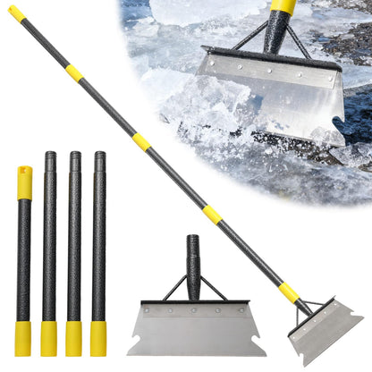 Garden Flat Shovel,60” Ice Scraper,Snow Shovel for Driveway, Stainless Steel Multifunctional Cleaning Shovels Chopper Floor Scraper for Outdoor Walkway Car Snow Ice Weeds Moss Removal
